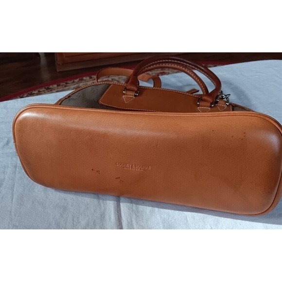 Vtg Dooney & Bourke Satchel Domed Shoulder Strap Leather & Canvas Monogram 80s - Picture 4 of 11